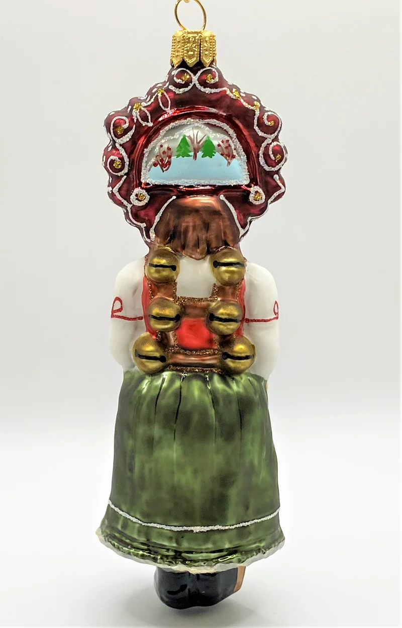 Silvesterklaus Rollenweib Schön, grüner Rock, rotes Mieder