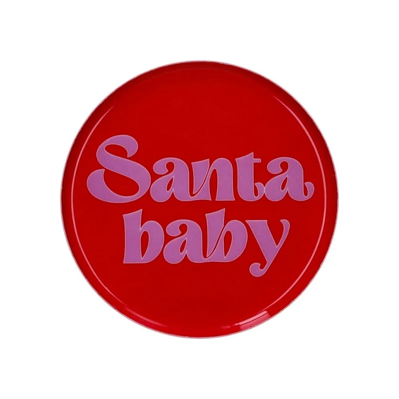 Love Trays, Dekotablett, XS, Motiv Santa baby, rund, rot