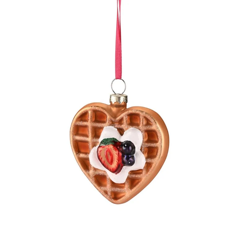 Baumschmuck Waffel, Herzform, hellbraun
