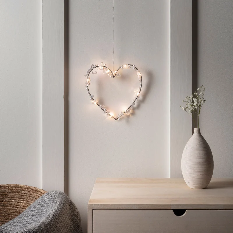 LED Herz Deko mit Perlen