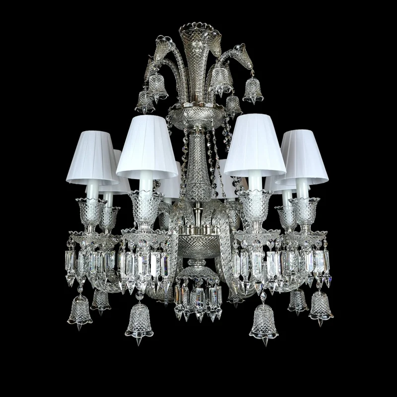 Casa Padrino Luxus Barock Kristall Kronleuchter Silber Ø 67 x H. 74 cm - Prunkvolle Messing Kronleuchter mit böhmischem Kristallglas - Barock Möbel - Edel & Prunkvoll
