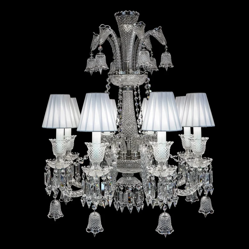 Casa Padrino Luxus Barock Kristall Kronleuchter Silber Ø 67 x H. 74 cm - Prunkvolle Messing Kronleuchter mit böhmischem Kristallglas - Barock Möbel - Edel & Prunkvoll