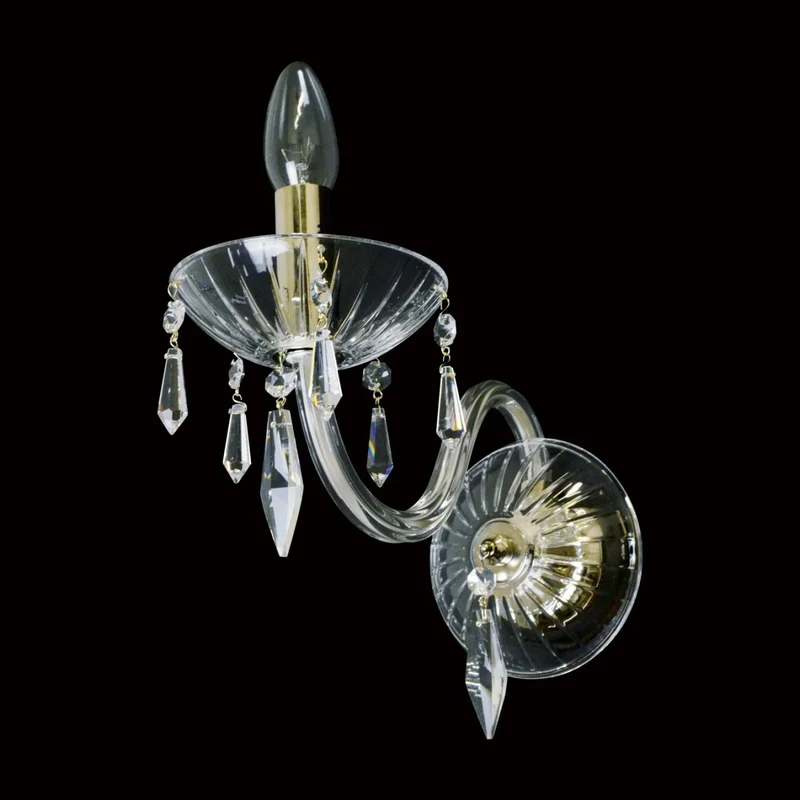 Casa Padrino Luxus Barock Kristall Wandleuchte Gold 12 x 21 x H. 28 cm - Prunkvolle Messing Wandleuchte mit böhmischem Kristallglas - Barock Möbel - Edel & Prunkvoll