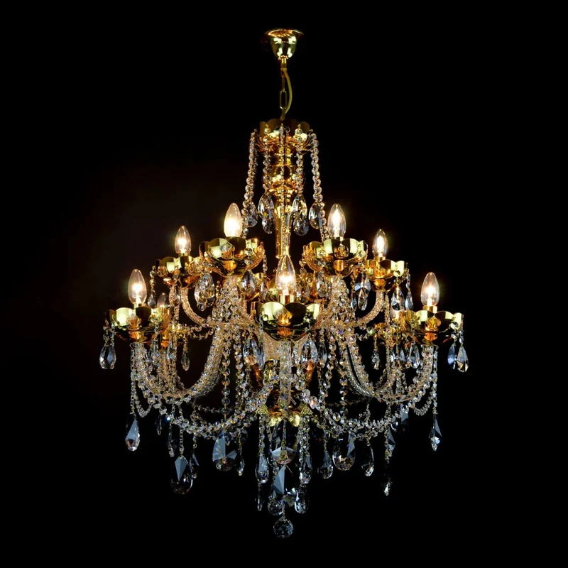 Casa Padrino Luxus Barock Kristall Kronleuchter Gold Ø 78 x H. 88 cm - Prunkvolle Messing Kronleuchter mit böhmischem Kristallglas - Barock Möbel - Edel & Prunkvoll