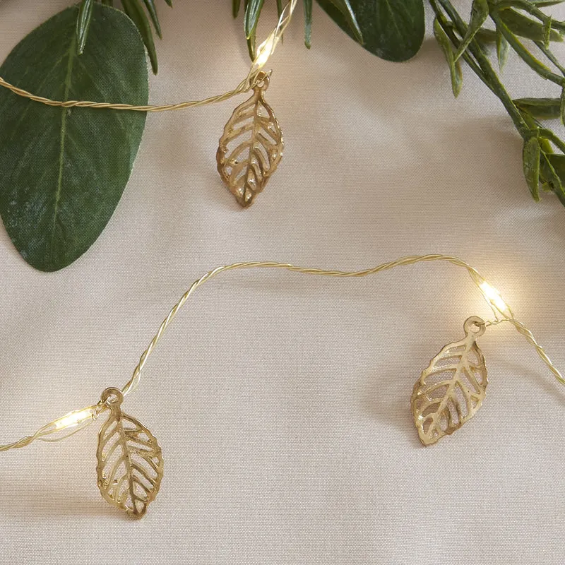 Batteriebetriebene 20er Mikro-LED-Lichterkette mit goldenen Blättern in Warmweiß