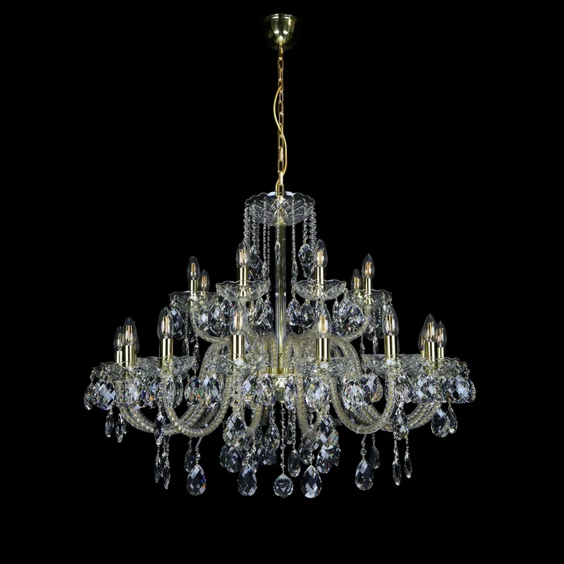 Casa Padrino Luxus Barock Kristall Kronleuchter Gold Ø 90 x H. 77 cm - Prunkvolle Messing Kronleuchter mit böhmischem Kristallglas - Barock Möbel - Edel & Prunkvoll