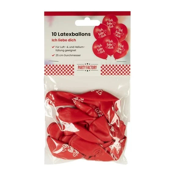 Rote Luftballons „Ich liebe dich“, 30 cm, 10 Stück