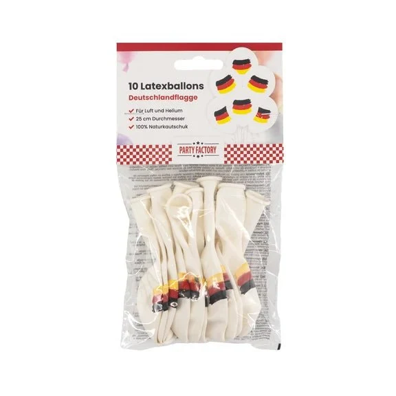 Deutschland-Luftballons, weiß, 30 cm, 10 Stück