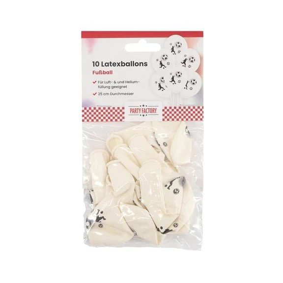 Fußball-Luftballons, weiß, 30 cm, 10 Stück