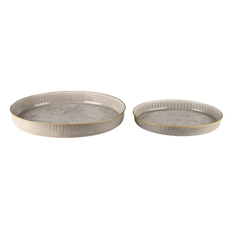 ATAY Tablett 2-er Set aus Metall grau Ø35/45cm