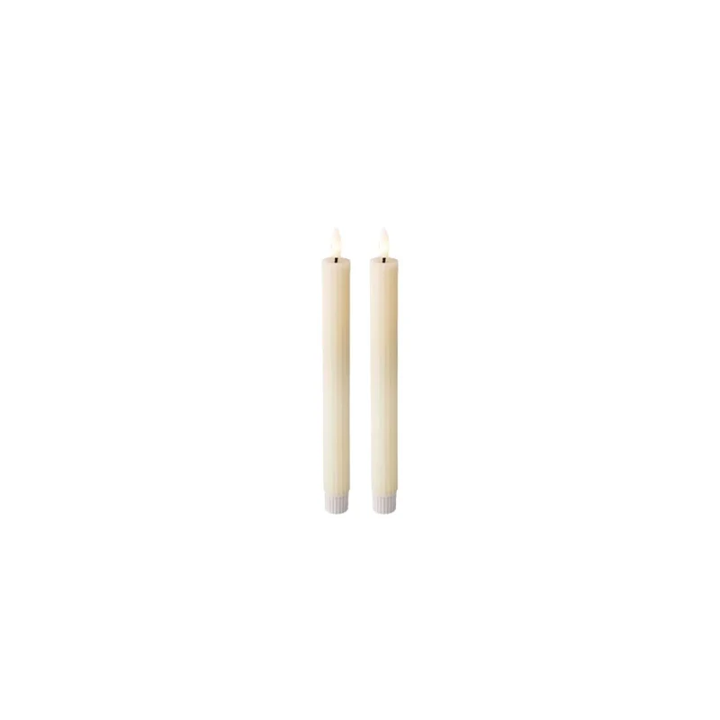 LED Spitzkerze Riffle 2er Set creme