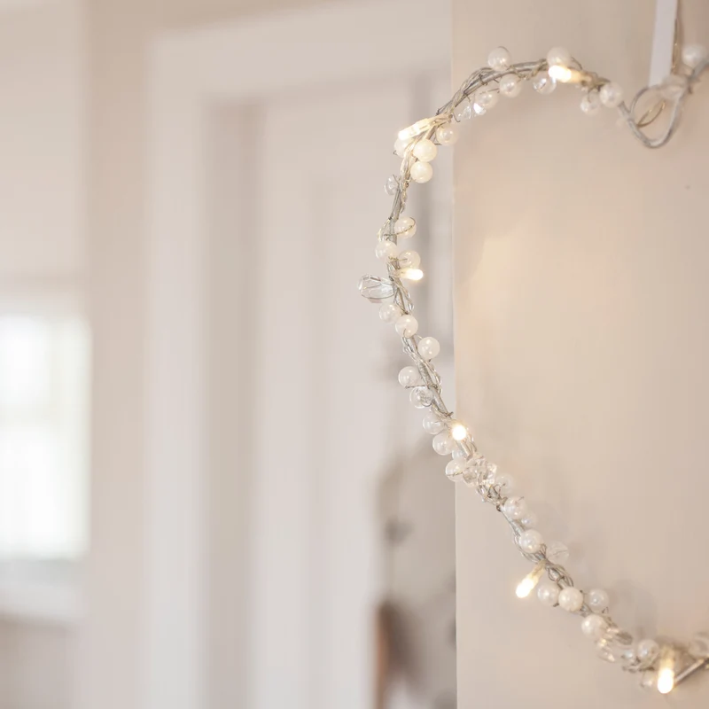 10er LED Lichterkranz Herz warmweiß batteriebetrieben