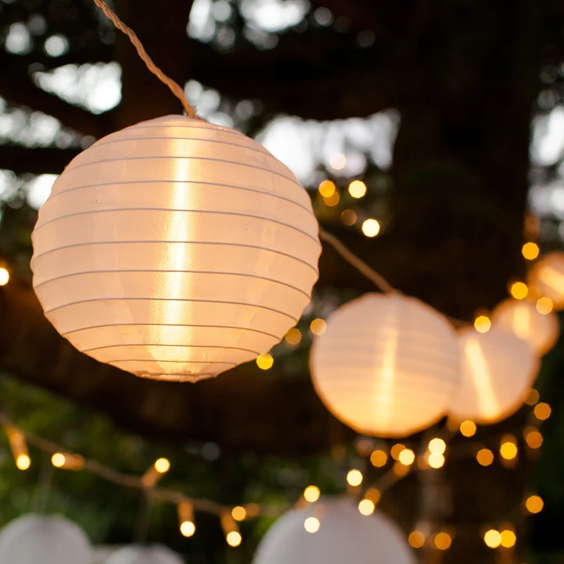 10er LED Lampion Lichterkette warmweiß