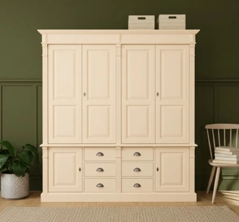Casa Padrino Kleiderschrank im Landhausstil mit 6 Türen und 6 Schubladen, 198 x 59 x 200 cm
