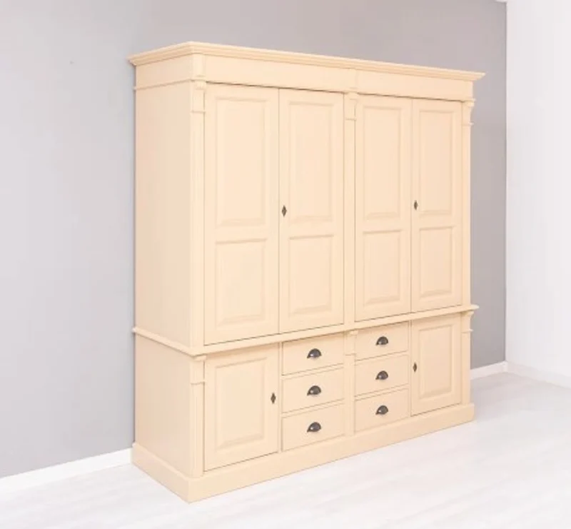 Casa Padrino Kleiderschrank im Landhausstil mit 6 Türen und 6 Schubladen, 198 x 59 x 200 cm