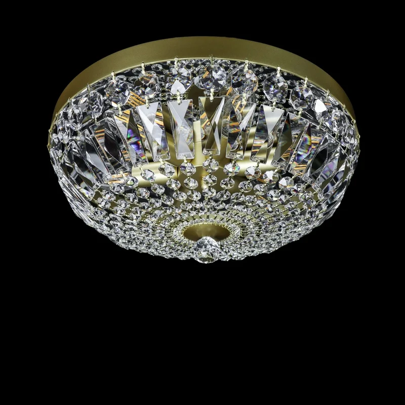 Casa Padrino Luxus Barock Kristall Deckenleuchte Silber Ø 40 x H. 17 cm - Prunkvolle Messing Deckenleuchte mit böhmischem Kristallglas - Barock Möbel - Edel & Prunkvoll