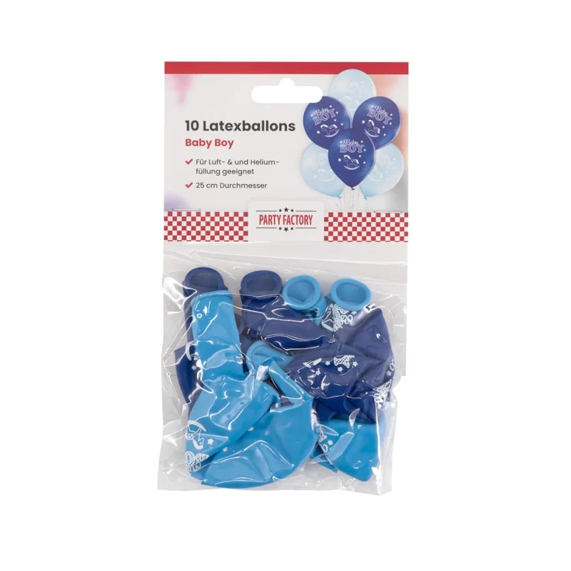 Blaue Luftballons „Baby Boy“, 30 cm, 10 Stück