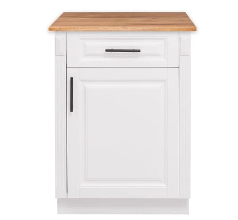 Casa Padrino Küchenschrank im Landhausstil mit 1 Tür, 1 Schublade und Eichenholzplatte, 64 x 60 x 89 cm