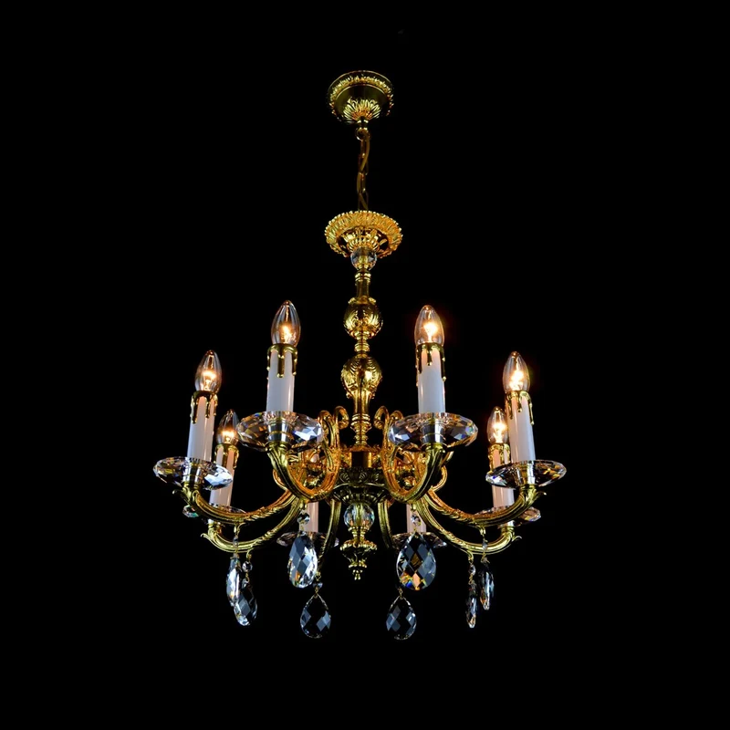 Casa Padrino Luxus Barock Kristall Kronleuchter Gold Ø 55 x H. 60 cm - Prunkvolle Messing Kronleuchter mit böhmischem Kristallglas - Barock Möbel - Edel & Prunkvoll