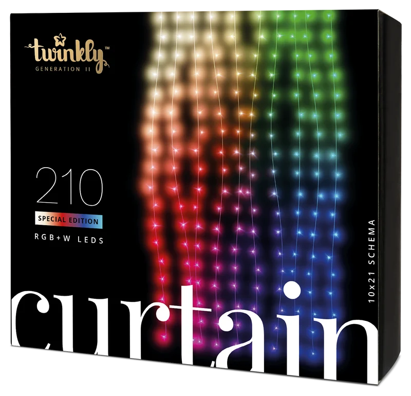 Twinkly 2,1m smarter Lichtervorhang Bunt und Weiß Edition mit 210 LEDs