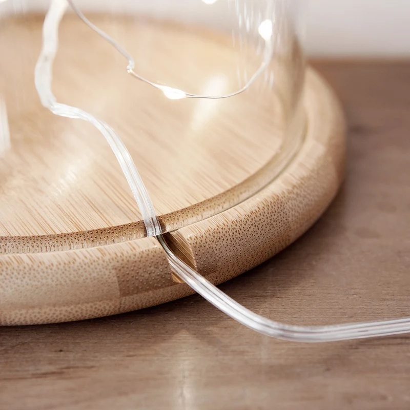 Glasglocke mit Holzteller 20,5cm