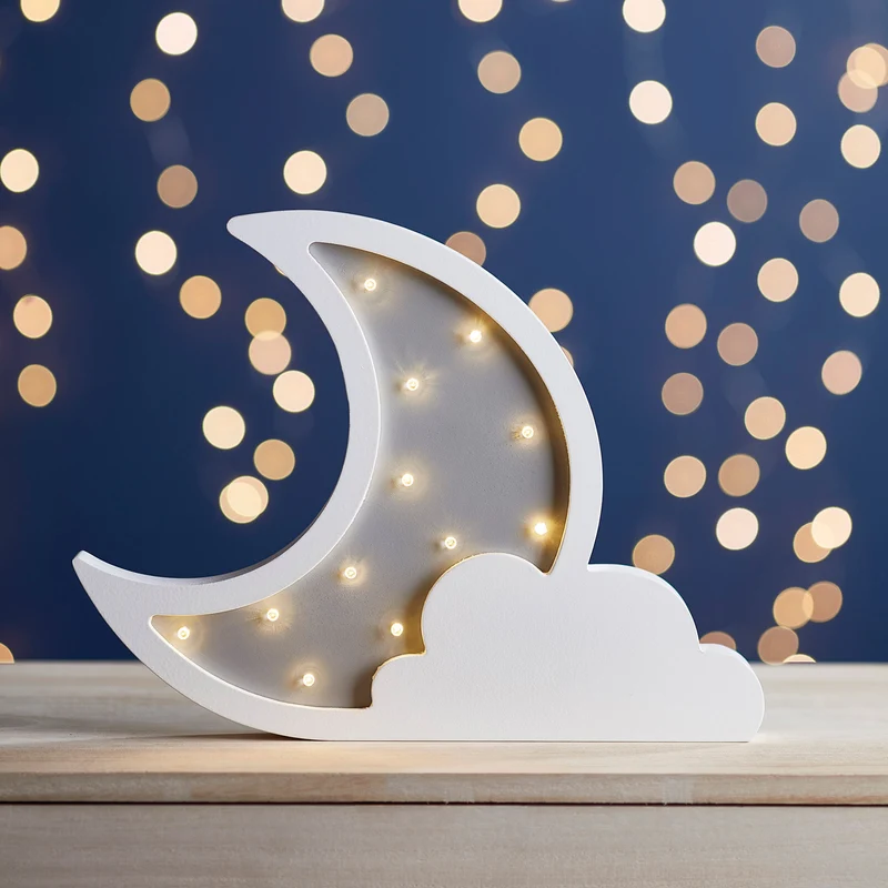 Wolke & Mond Wandlampe aus Holz