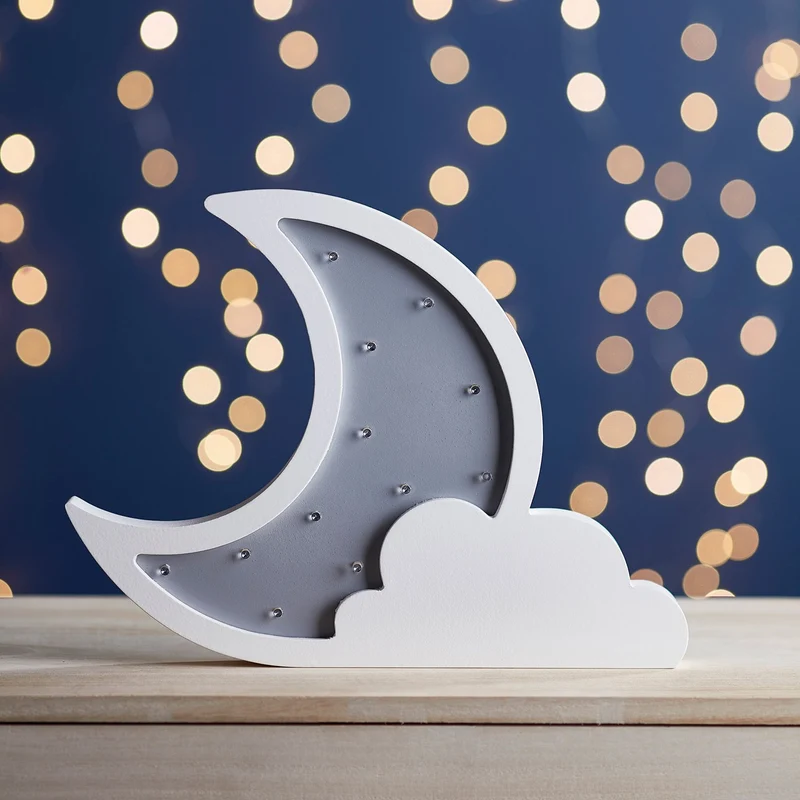 Wolke & Mond Wandlampe aus Holz