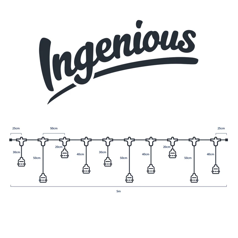 Ingenious Connect 5m Strang mit 10 x E27 Fassungen & variierenden Tiefen koppelbar
