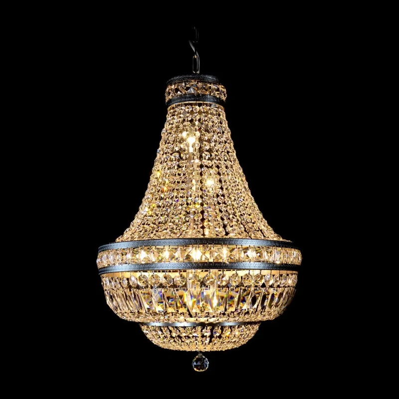 Casa Padrino Luxus Barock Kristall Kronleuchter Silber Ø 50 x H. 75 cm - Prunkvolle Messing Kronleuchter mit böhmischem Kristallglas - Barock Möbel - Edel & Prunkvoll