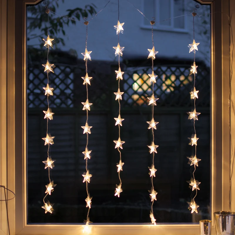 40er LED Sternen Lichtervorhang warmweiß 1 x 1,2m Innen
