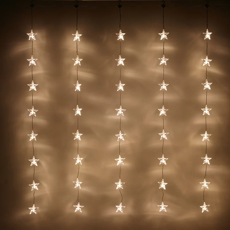 40er LED Sternen Lichtervorhang warmweiß 1 x 1,2m Innen