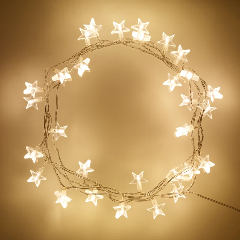 30er LED Lichterkette Stern warmweiß