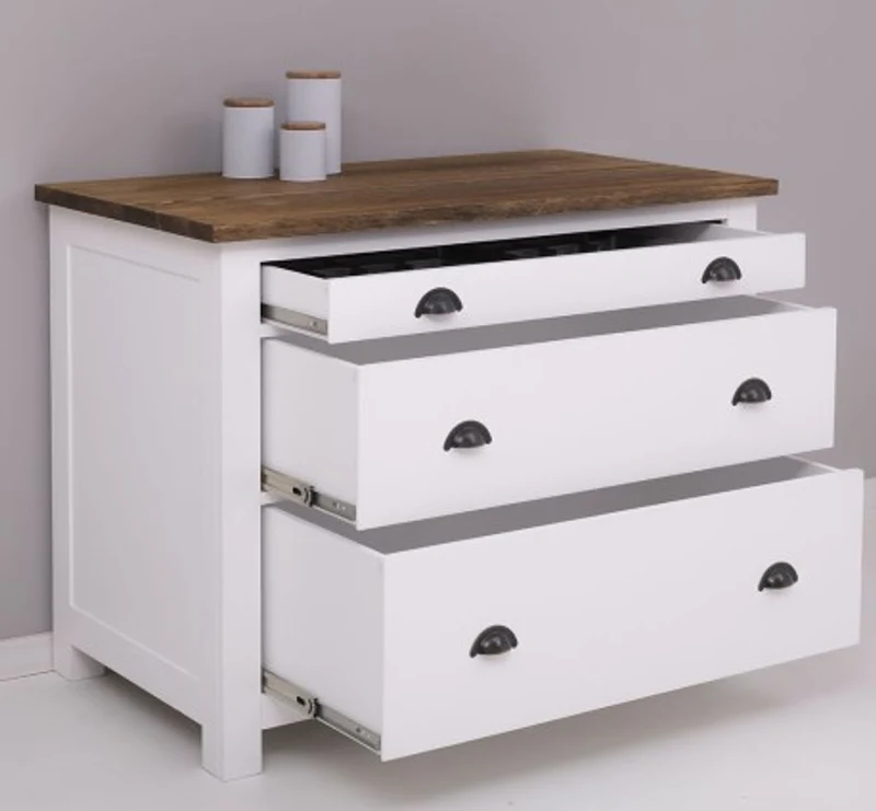 Casa Padrino Küchenschrank im Landhausstil mit 3 Schubladen, 110 x 65 x 90 cm