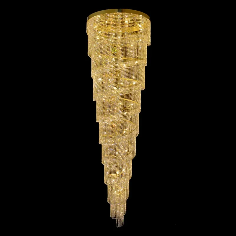 Casa Padrino Luxus Kristall Kronleuchter Gold Ø 100 x H. 355 cm - Prunkvolle Messing Kronleuchter mit böhmischem Kristallglas - Barock Möbel - Edel & Prunkvoll
