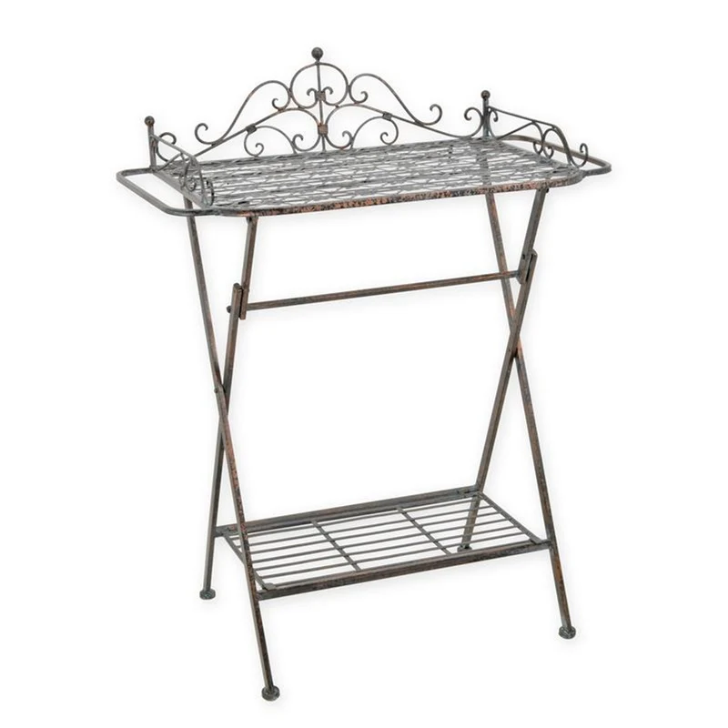 Casa Padrino Jugendstil Konsolentisch Braun 45,5 x 81 x H. 103,5 cm - Klappbarer Beistelltisch aus Eisen - Gartenmöbel im Jugendstil - Bad Möbel