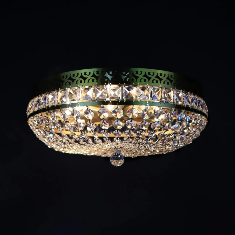 Casa Padrino Luxus Barock Kristall Kronleuchter Gold Ø 50 x H. 37 cm - Prunkvolle Messing Kronleuchter mit böhmischem Kristallglas - Barock Möbel - Edel & Prunkvoll