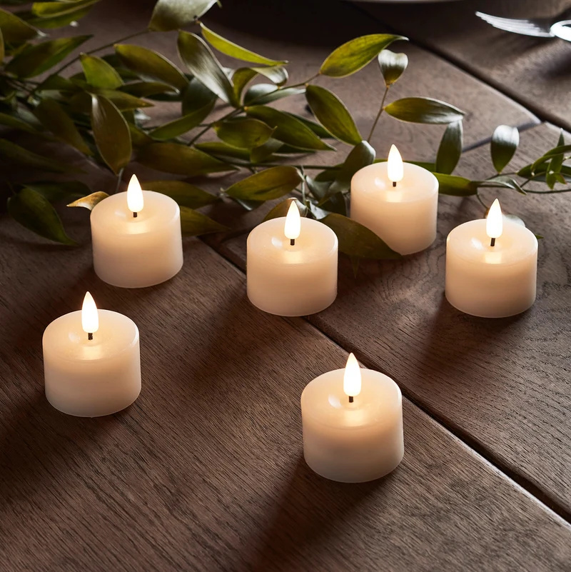6er Set TruGlow® LED Teelichter Echtwachs mit Fernbedienung