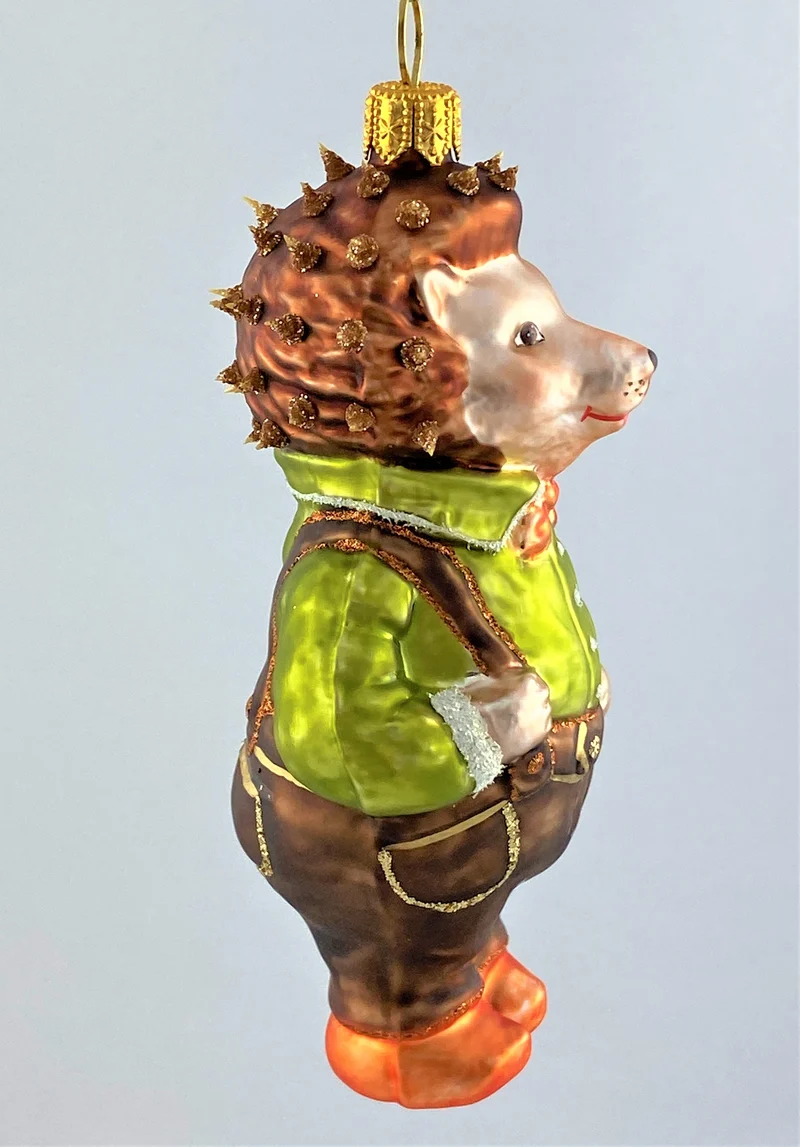 Lustiger Igel im grünen Hemd und brauner Hose