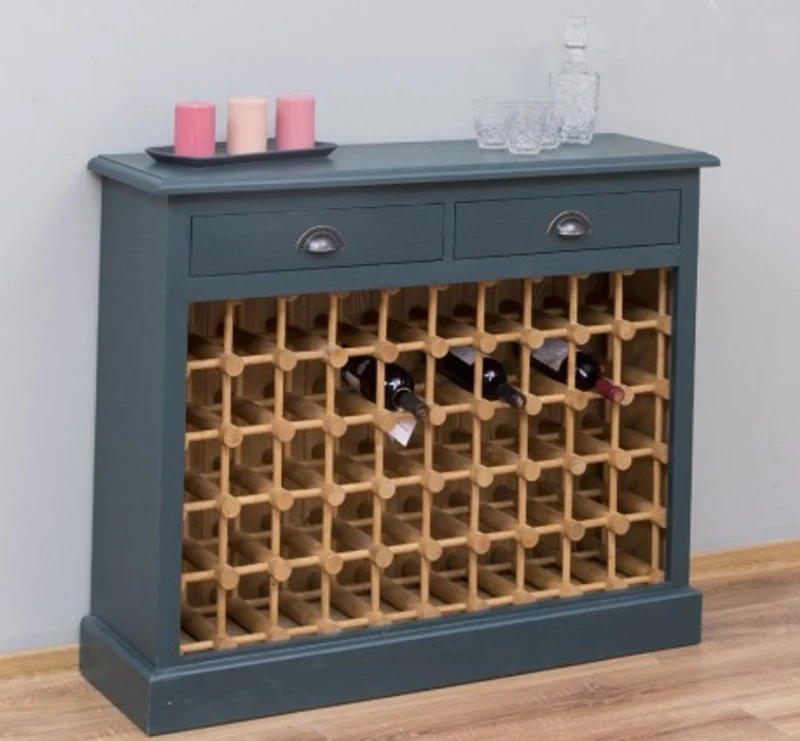 Casa Padrino Weinregal im Landhausstil mit 2 Schubladen, 110 x 34 x 90 cm