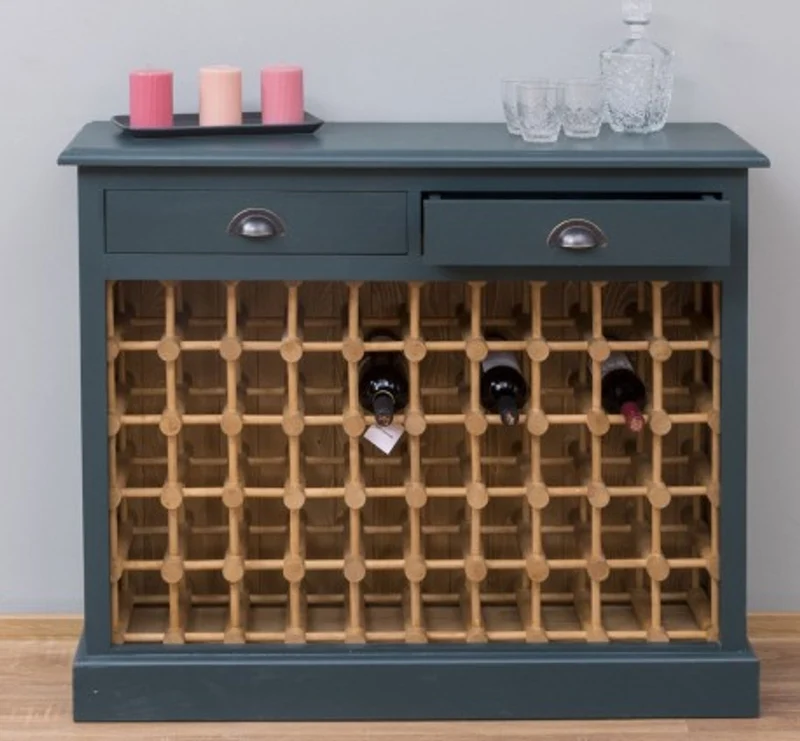 Casa Padrino Weinregal im Landhausstil mit 2 Schubladen, 110 x 34 x 90 cm