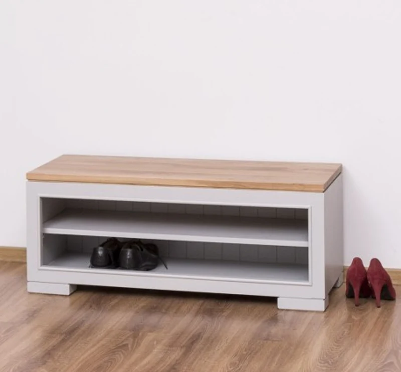 Casa Padrino Schuhschrank im Landhausstil mit Eichenholzplatte, 100 x 35 x 40 cm