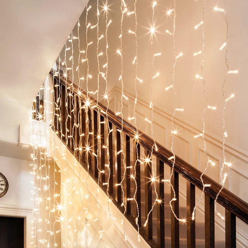 Core Connect 2m x 3m 288er LED Lichtervorhang warmweiß koppelbar transparentes Kabel