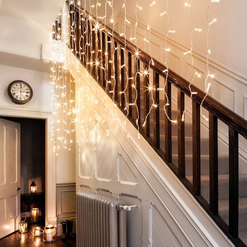 Core Connect 2m x 3m 288er LED Lichtervorhang warmweiß koppelbar transparentes Kabel