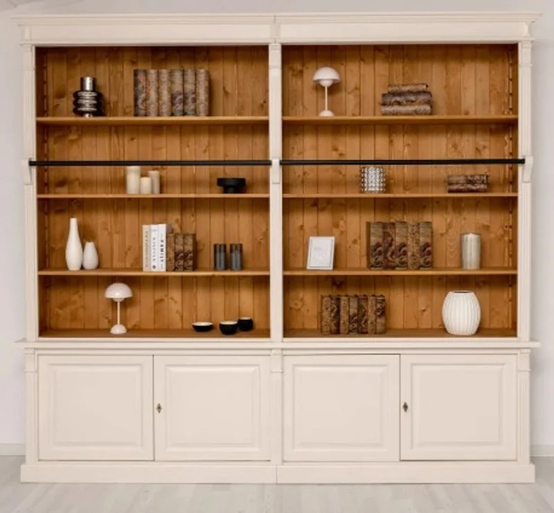 Casa Padrino Bücherregal im Landhausstil mit Leiter, 290 x 40 x 257 cm