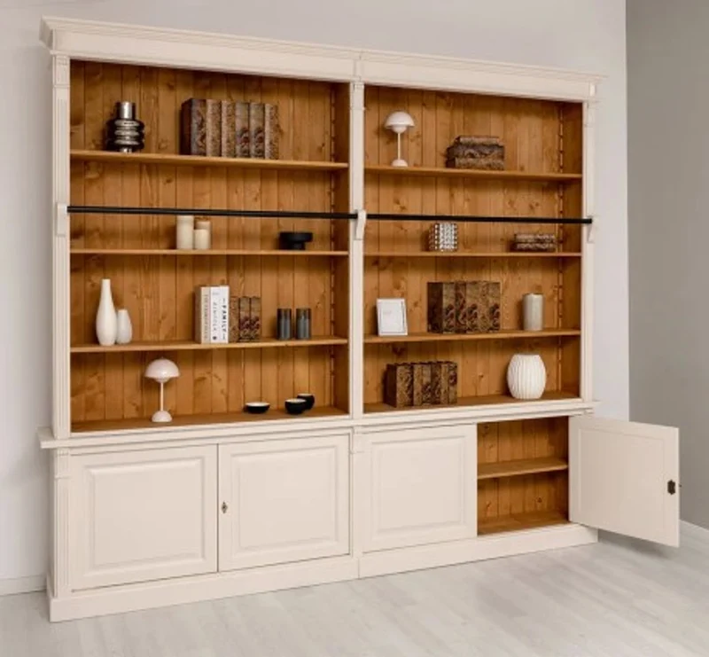 Casa Padrino Bücherregal im Landhausstil mit Leiter, 290 x 40 x 257 cm