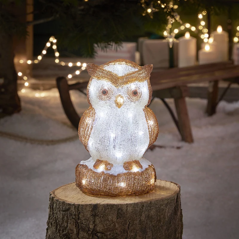 24cm LED Acryl Eule Weihnachtsfigur außen