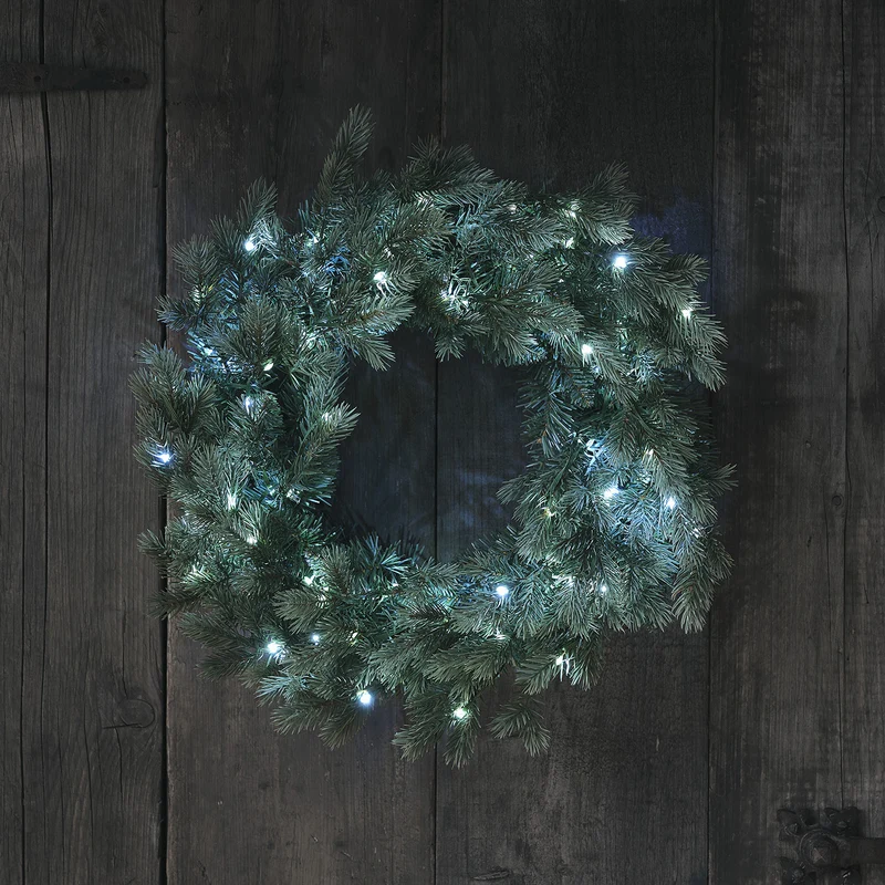 45cm Bicolor LED Weihnachtskranz Tannenzweige