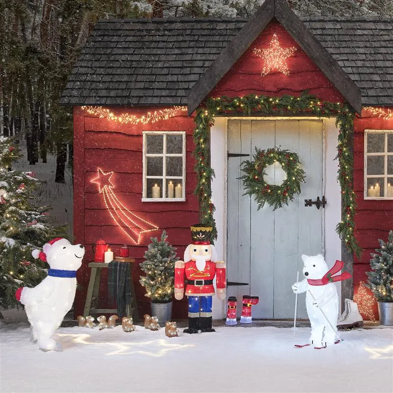 78cm LED Weihnachtsfigur außen Papa Eisbär