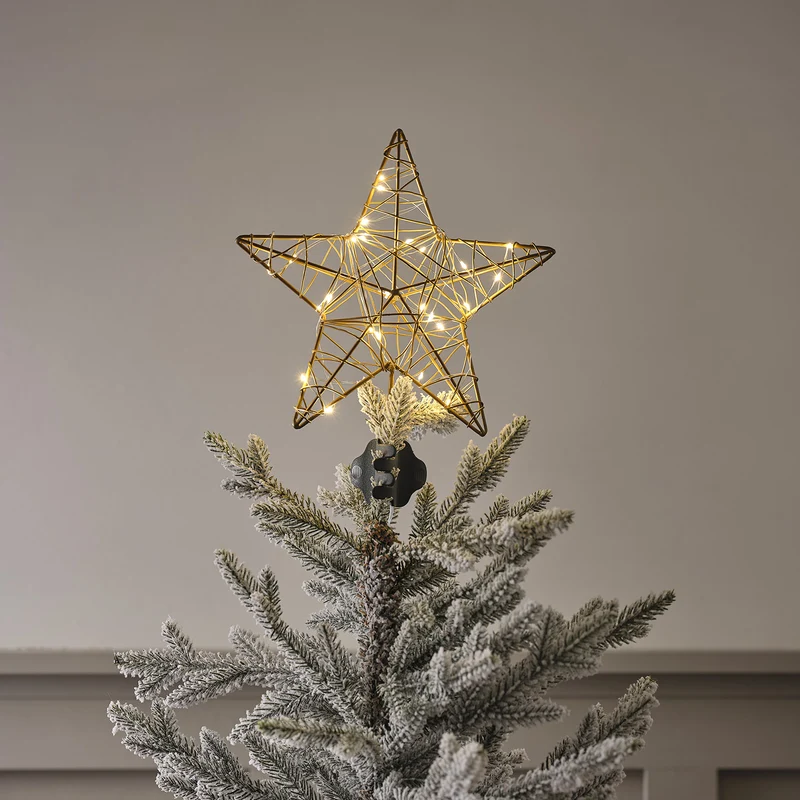 LED Metall Stern Weihnachtsbaumspitze gold