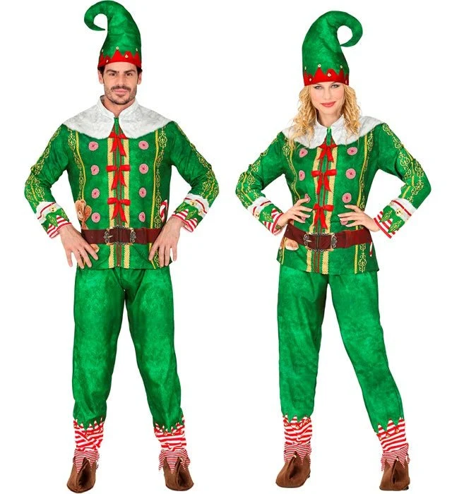 Weihnachtself-Kostüm für Herren, grün-rot